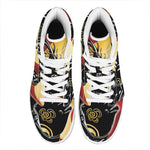 Red Sky And Golden Sun Samurai Print High Top Leather Sneakers