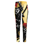 Red Sky And Golden Sun Samurai Print High-Waisted Pocket Leggings