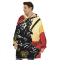 Red Sky And Golden Sun Samurai Print Hoodie Blanket