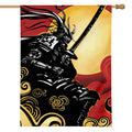 Red Sky And Golden Sun Samurai Print House Flag