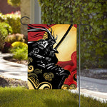 Red Sky And Golden Sun Samurai Print House Flag