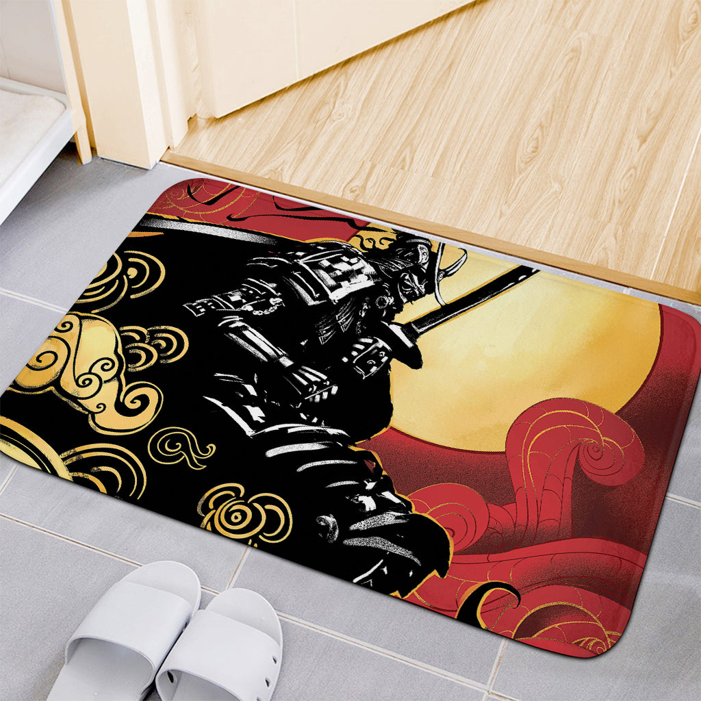 Red Sky And Golden Sun Samurai Print Indoor Door Mat