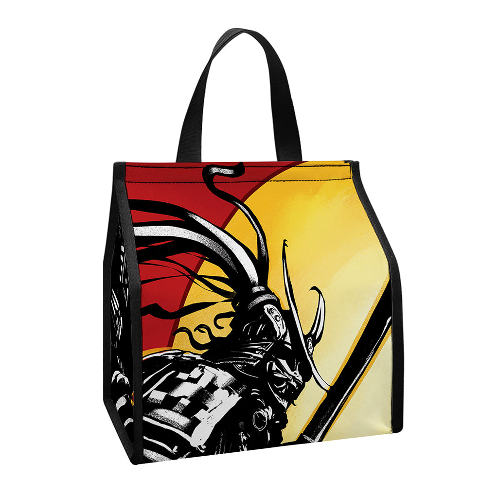 Red Sky And Golden Sun Samurai Print Insulated Lunch Tote