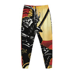 Red Sky And Golden Sun Samurai Print Jogger Pants