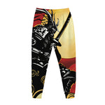 Red Sky And Golden Sun Samurai Print Jogger Pants