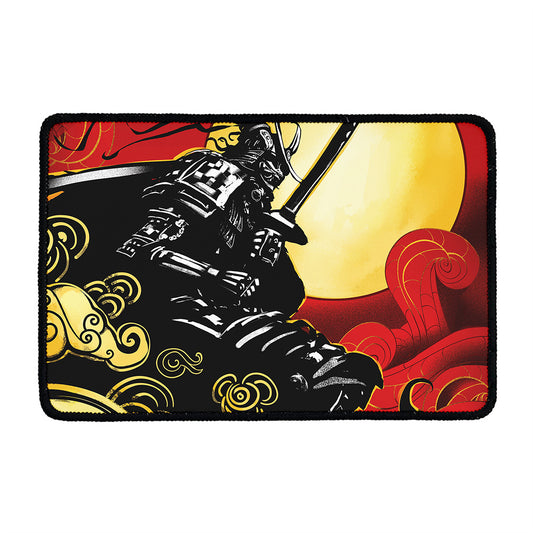 Red Sky And Golden Sun Samurai Print Kitchen Mat