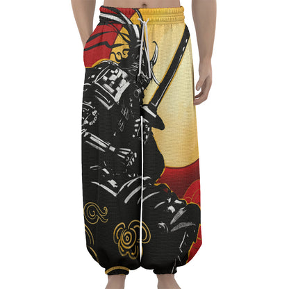 Red Sky And Golden Sun Samurai Print Lantern Pants