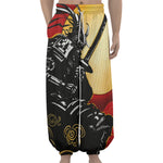 Red Sky And Golden Sun Samurai Print Lantern Pants