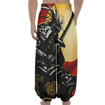 Red Sky And Golden Sun Samurai Print Lantern Pants