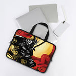 Red Sky And Golden Sun Samurai Print Laptop Sleeve With Handle
