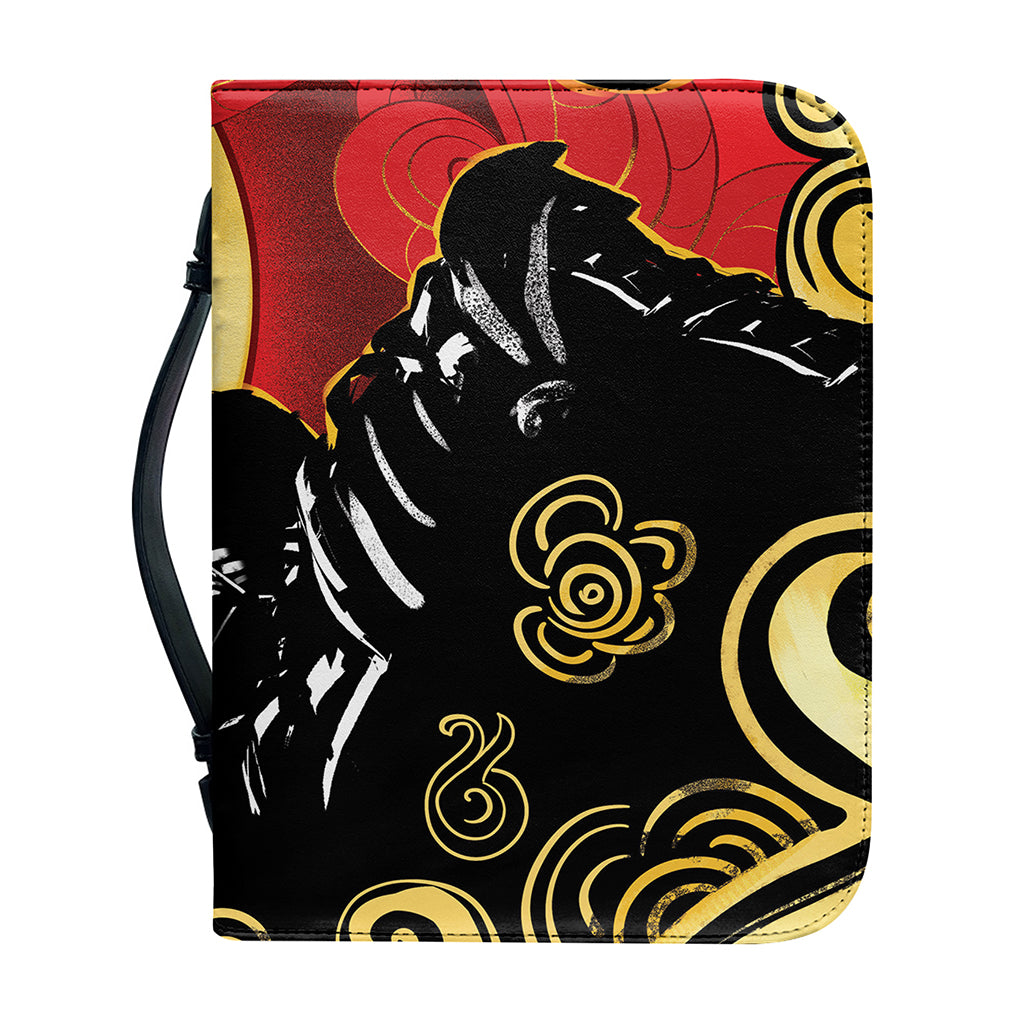 Red Sky And Golden Sun Samurai Print Leather Bible Cover