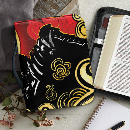 Red Sky And Golden Sun Samurai Print Leather Bible Cover