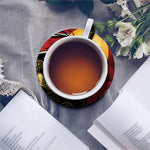 Red Sky And Golden Sun Samurai Print Leather Coaster Set