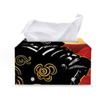Red Sky And Golden Sun Samurai Print Leather Tissue Box Cover