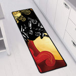 Red Sky And Golden Sun Samurai Print Long Kitchen Mat