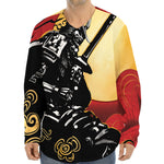 Red Sky And Golden Sun Samurai Print Long Sleeve Baseball Jersey