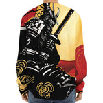 Red Sky And Golden Sun Samurai Print Long Sleeve Baseball Jersey