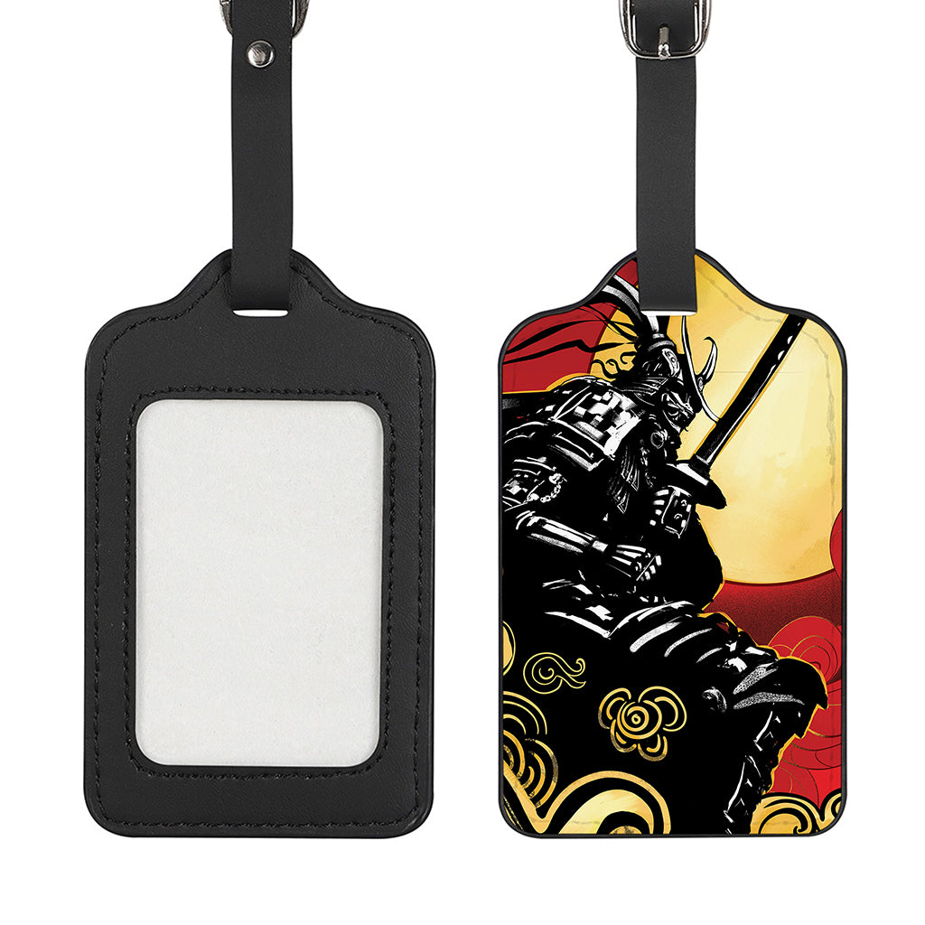 Red Sky And Golden Sun Samurai Print Luggage Tag