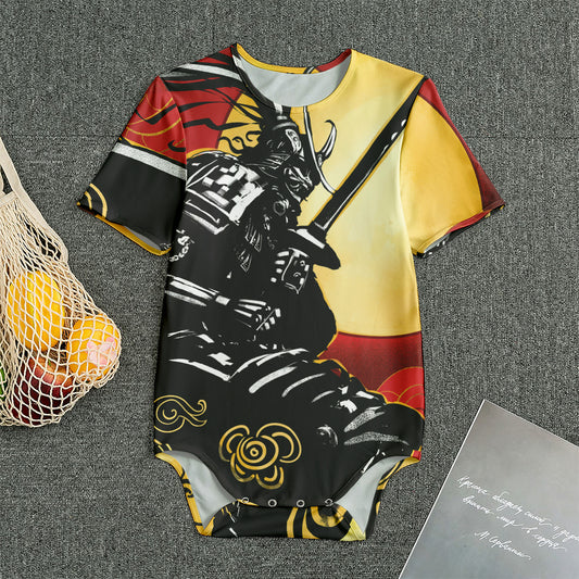 Red Sky And Golden Sun Samurai Print Men's Bodysuit