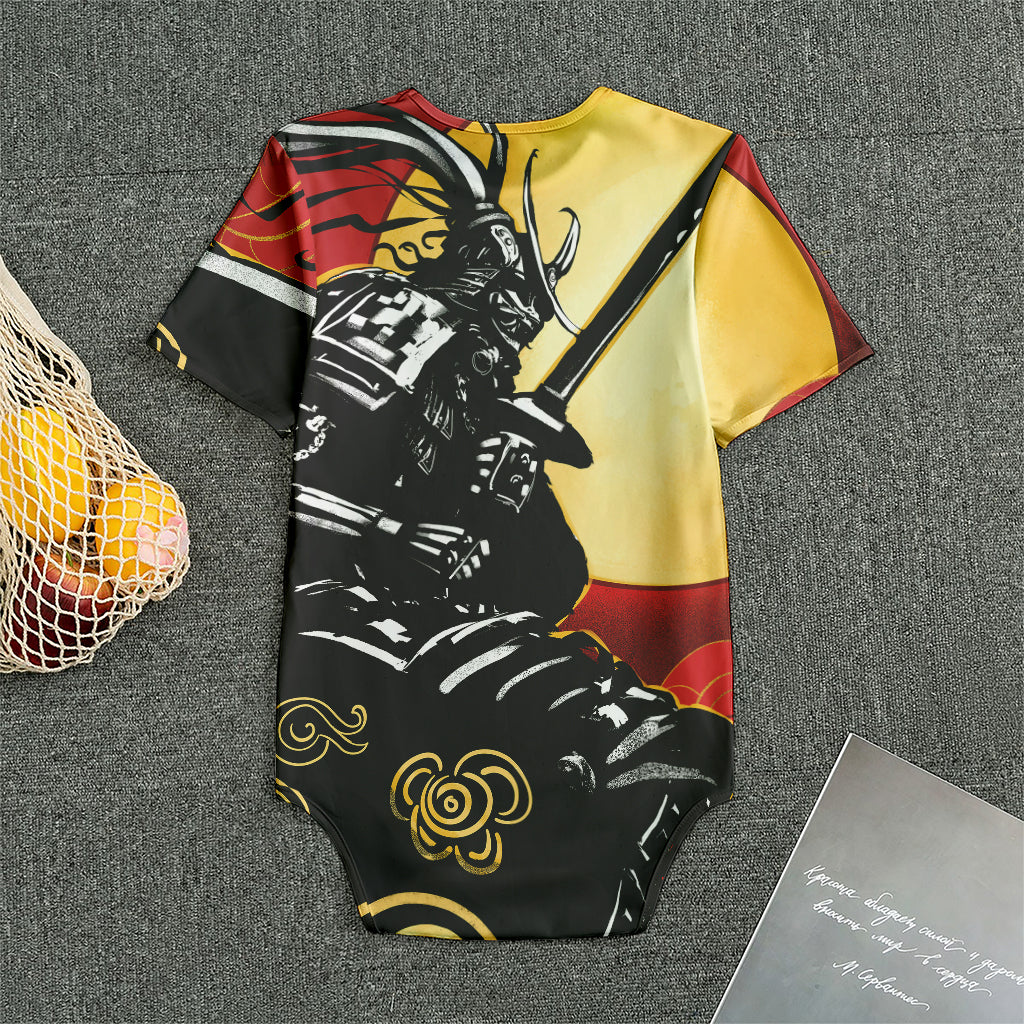 Red Sky And Golden Sun Samurai Print Men's Bodysuit