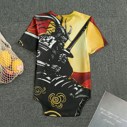 Red Sky And Golden Sun Samurai Print Men's Bodysuit