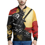 Red Sky And Golden Sun Samurai Print Men's Bomber Jacket