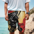 Red Sky And Golden Sun Samurai Print Men's Cargo Shorts