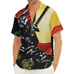 Red Sky And Golden Sun Samurai Print Men's Deep V-Neck Shirt