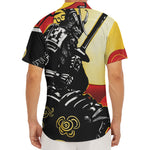 Red Sky And Golden Sun Samurai Print Men's Deep V-Neck Shirt