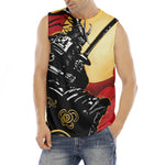 Red Sky And Golden Sun Samurai Print Men's Fitness Tank Top