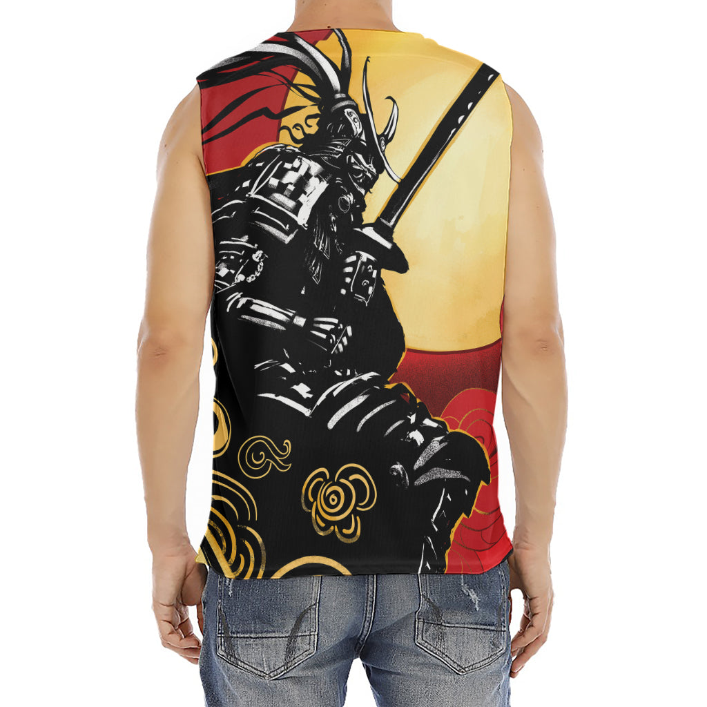 Red Sky And Golden Sun Samurai Print Men's Fitness Tank Top