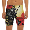 Red Sky And Golden Sun Samurai Print Men's Long Boxer Briefs