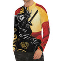 Red Sky And Golden Sun Samurai Print Men's Long Sleeve Rash Guard