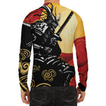 Red Sky And Golden Sun Samurai Print Men's Long Sleeve Rash Guard