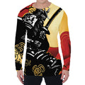 Red Sky And Golden Sun Samurai Print Men's Long Sleeve T-Shirt
