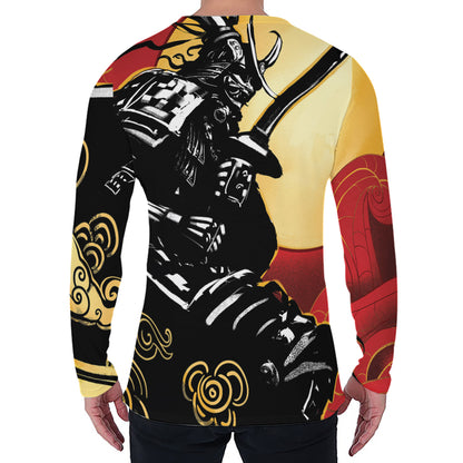 Red Sky And Golden Sun Samurai Print Men's Long Sleeve T-Shirt