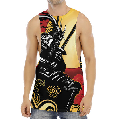 Red Sky And Golden Sun Samurai Print Men's Muscle Tank Top