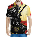 Red Sky And Golden Sun Samurai Print Men's Polo Shirt