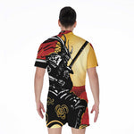 Red Sky And Golden Sun Samurai Print Men's Rompers