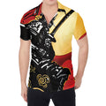Red Sky And Golden Sun Samurai Print Men's Shirt
