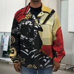 Red Sky And Golden Sun Samurai Print Men's Shirt Jacket