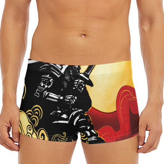 Red Sky And Golden Sun Samurai Print Men's Short Boxer Briefs