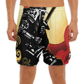 Red Sky And Golden Sun Samurai Print Men's Split Running Shorts