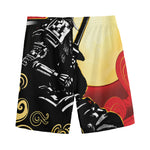 Red Sky And Golden Sun Samurai Print Men's Sports Shorts