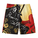 Red Sky And Golden Sun Samurai Print Men's Swim Trunks