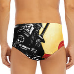 Red Sky And Golden Sun Samurai Print Men's Triangle Swim Briefs