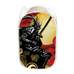 Red Sky And Golden Sun Samurai Print Mesh Laundry Hamper