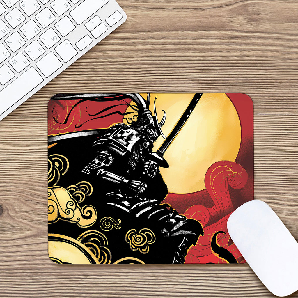 Red Sky And Golden Sun Samurai Print Mouse Pad