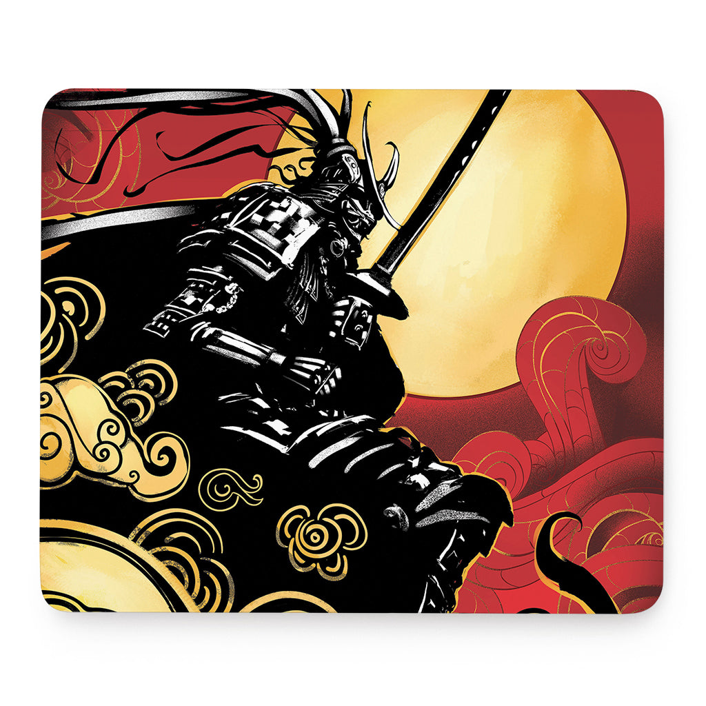 Red Sky And Golden Sun Samurai Print Mouse Pad