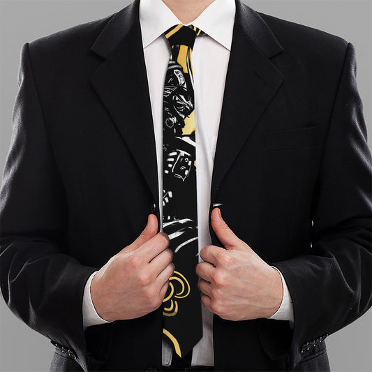 Red Sky And Golden Sun Samurai Print Necktie
